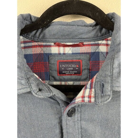 Untuckit Men’s Ziata Flannel Lined Jacket Blue Size Large - Picture 3 of 9